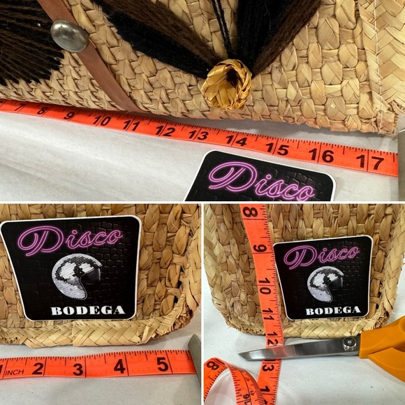 Large Woven Tote Wicker Rattan Vintage Leather Handwoven Mexican Tote Bag - Picture 15 of 15